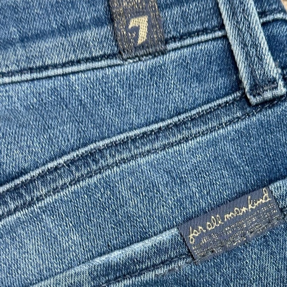 👖👠 7 FOR ALL MANKIND Curvy Button Fly Skinny Jeans‎ | Blue Frayed Hem Sz 26 - Picture 4 of 4